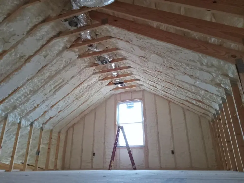 Spray foam roofing application for Crawl Space Insulation project in Leoni